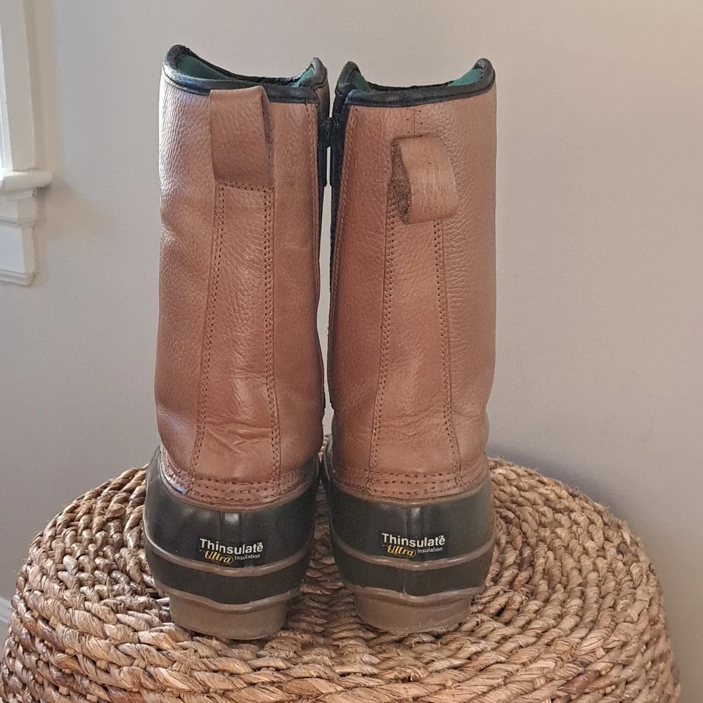 Orvis Mens Vintage Insulated/Waterproof Duck Boots Brown Leather/Rubber Zipper 9